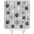 thumbnail image 5 of Sonernt Print Shower Curtain Black White Cute Dog Cat Pet Paw Animal Lover Claw Footprint Creative Modern Polyester Fabric Bathroom Decor Curtain with Hooks,72x72inch, 5 of 5