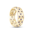 thumbnail image 4 of AFFY Round Simulated Blue Sapphire Hollowing Flower Ring for Women 14K Yellow Gold over Silver-13, 4 of 5