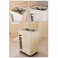 thumbnail image 6 of Laundry Basket with Wheels, Rolling Laundry Basket, Dirty Clothes Hamper, Laundry Hamper with Wheels, Foldable Laundry Basket, White, 6 of 7