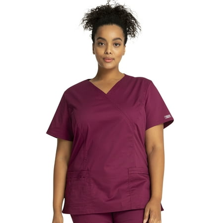 

Cherokee Workwear Core Stretch Women s Scrubs Top Mock Wrap 4728