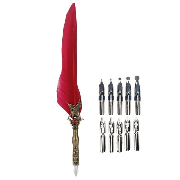 Juego De Bolígrafos De Caligrafía Con 5 Puntas De Repuesto - Pluma De Inmersión, Punta De Aleación | Ideal Para Principiantes Y Regalos