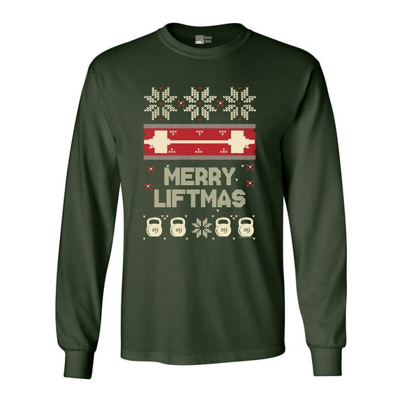 Long Sleeve Adult T-Shirt Merry Liftmas Workout Christmas Holiday Funny DT