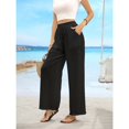 thumbnail image 2 of Women’s Summer Casual Loose Pants  Drawstring Waist Solid Color Slant Pockets Straight-Leg Fit, 2 of 6