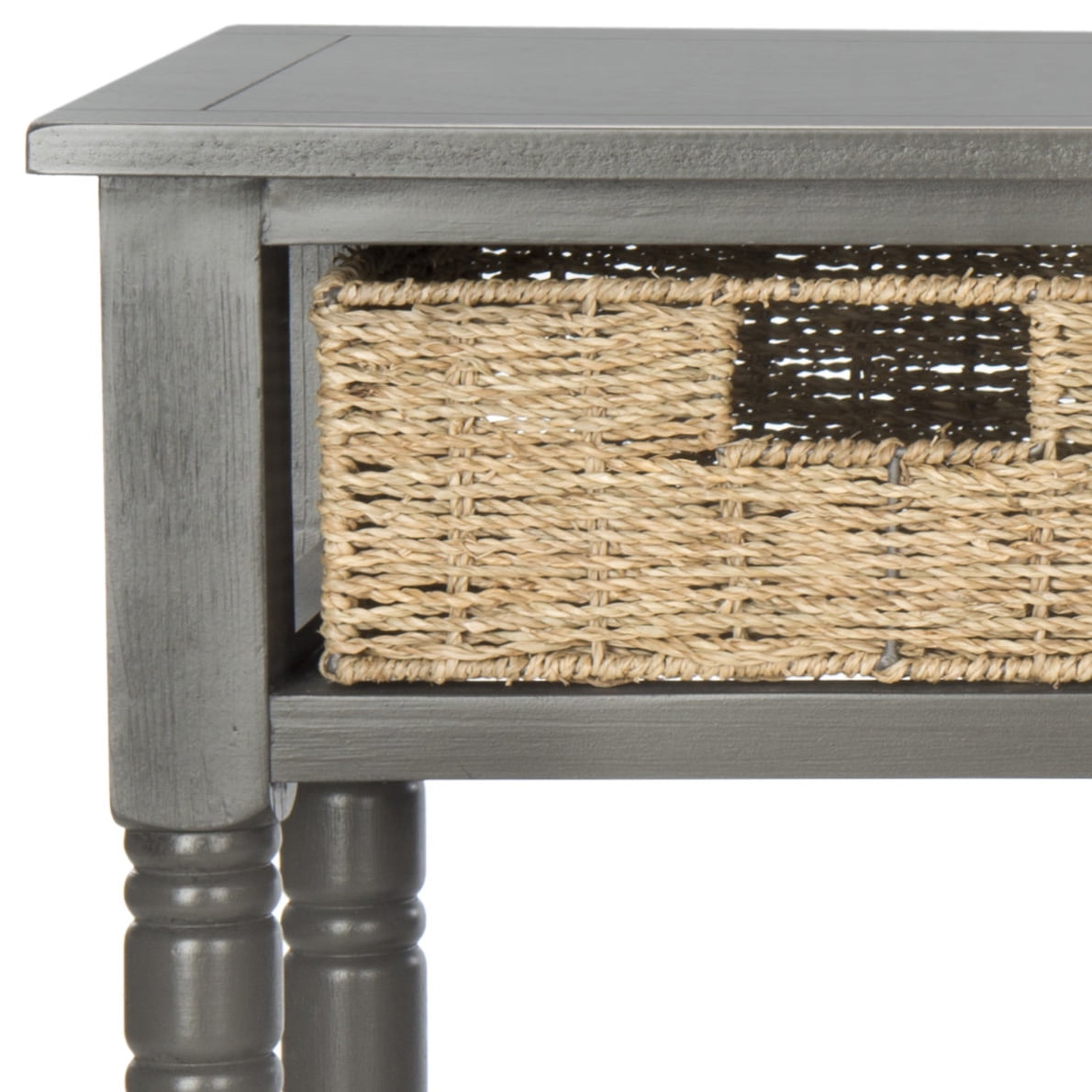 SAFAVIEH Winifred Wicker Console Table with Storage, Grey