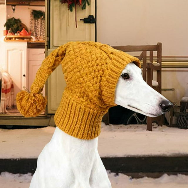 Gorro para perro, gorro para mascota, suave, para el cuello, calentador de orejas, protector de diadema, redecilla de ganchillo, disfraz para mascota, L