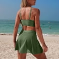 thumbnail image 6 of Sokhug Womens Two Piece Swimsuit Olive Green Twist Front Bikini Top with Mesh Swim Skirt Adjustable Straps Gold Accents Bathing Suit, 6 of 6