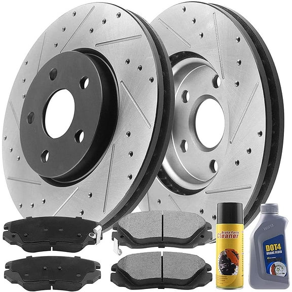 MotorbyMotor Rear Brake Rotors 303mm Drilled & Slotted Design Brake Rotor & Brake Pad kit Including CLEANER DOT4 FLUID Fits for Chevrolet Equinox 2010-2017, GMC Terrain 2010-2017