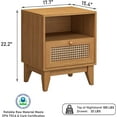 thumbnail image 2 of Tolead Boho Rattan Nightstand with Decor Drawer & Open Shelf, Living Room, Bedroom, Top, Sturdy, Oak, 2 of 8
