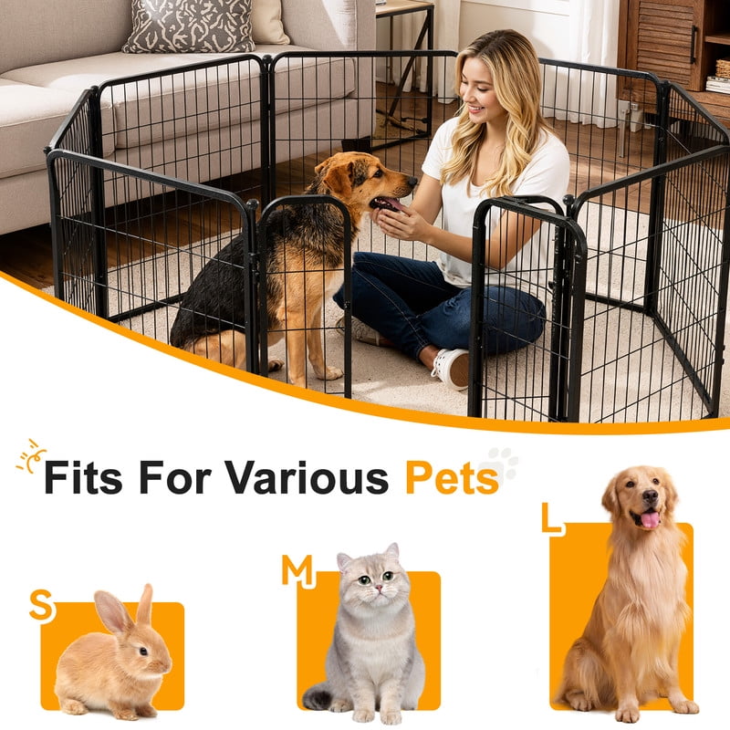 Hawsaiy 8 Panels 31.5" Height Dog Playpen, Foldable Pet Fence for Small to Large Dogs, Puppies & Small Animals, Indoor & Outdoor Use