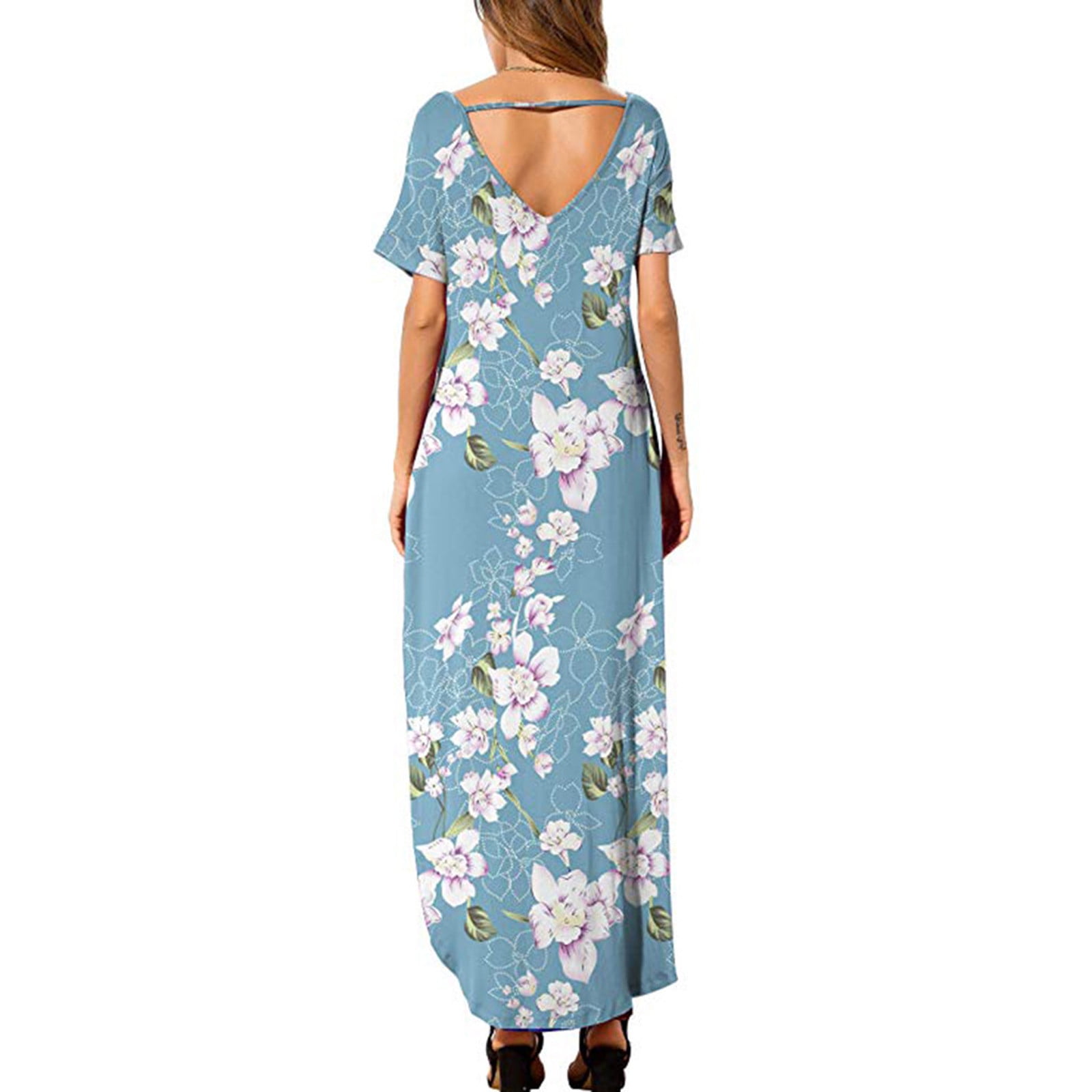 Women's Dress Casual Loose Pocket Long Dress Sleeveless Split Maxi Dresses  - Walmart.com