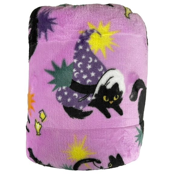The Big One Oversized Plush Halloween Black Cats Throw Blanket - 5'x6' Pink