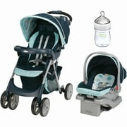 Graco Comfy Cruiser Click Connect Travel System, Stratus with Nuk Simply Natural 5oz Bottle, 1-Pack