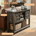 thumbnail image 5 of AMERLIFE Sofa Table with Sliding Barn Doors, TV Console Table, 46" Farmhouse Rustic Storage Entryway Table, Adjustable Open Shelves, Hallway, Living Room, Bedroom, Rustic Oak Black, 5 of 8