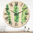 thumbnail image 2 of Designart 'Tropical Banana Leaves Set On White' Farmhouse Wood Wall Clock, 2 of 5