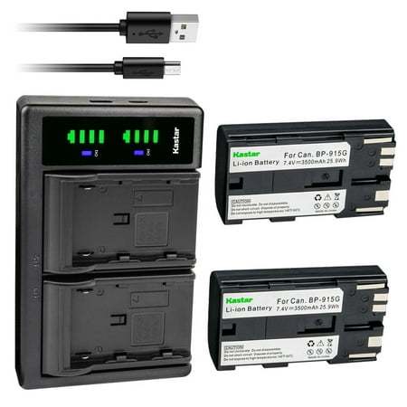Kastar 2-Pack BP-915G Battery and LTD2 USB Charger Compatible with Canon UC-V10 UC-V10Hi  UC-V20 UC-V30  UC-V100 UC-V200 UC-V300  UC-X1 UC-X1Hi  UC-X2 UC-X2Hi  UC-X30 UC-X30Hi  UC-X40 UC-X40Hi Camera