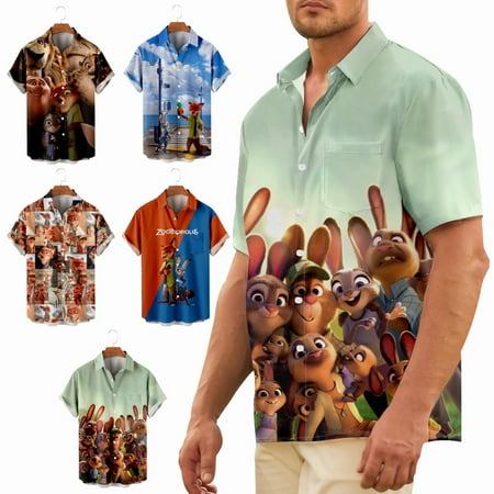 

Toddler Boys Animal Graphic Hawaiian Shirt Stylish Vacation Blouses Sizes Kids-Adult Unisex