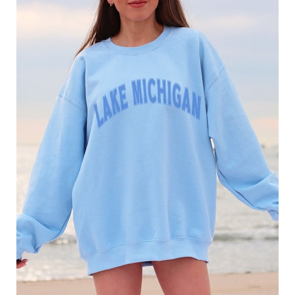 Lake Michigan Sweatshirt, Trendy Varsity Sweatshirt, Aesthetic College Crewneck, Oversized Minimalist Sweater, Lake Michigan Shirt All Size S-5Xl