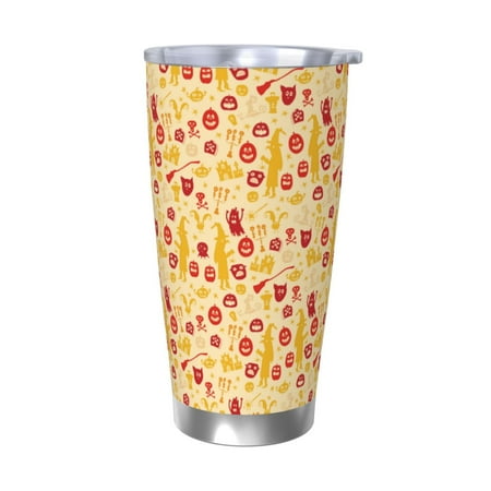 

Fuzoiu Halloween Elements Print 20oz Tumbler Stainless Steel Vacuum Insulated Car Cup Insulated Coffee Mug Travel Mug with Lid Thermal Cup for Outdoor-Without Straw