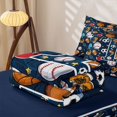 thumbnail image 5 of Homewish Kids Ball Games Zipper Twin Comforter Sets with Fitted Sheet and 2 Pillowcases,Sport Theme L Alphabet Zipper Bedding Set For Baseball Boys,Navy Blue Reversible,4 Pieces, 5 of 7