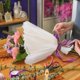 thumbnail image 4 of Papel de malla para envolver flores blancas de 4,37 yardas, con borde perlado, arrugado y translúcido., 4 of 9