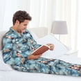 thumbnail image 5 of KLL Sea Marine And Lighthouse Sleepwear Mens Flannel Pajamas,Long Cotton Pj Set, 5 of 7