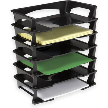 Brenton Studio Stacking Desk Trays, 2 1/2in.H x 15 1/4in.W x 8 3/4in.D, Black, Pack Of 6, 65351