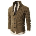 thumbnail image 2 of H2H MENS HIGH NECK TWISTED KNIT CARDIGAN SWEATER WITH BUTTON DETAILS BEIGE US S/ASIA M (KMOCAL020), 2 of 6