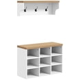 thumbnail image 1 of HOMCOM Shoe Bench and Coat Rack Set for Entryway Hallway, White, 1 of 10