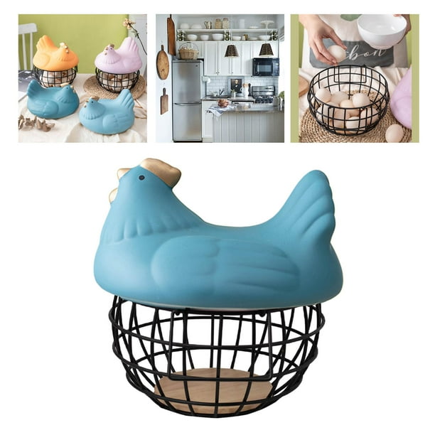 Cesta de almacenamiento de huevos de hierro, suministros de decoración de ción, soporte de almacenamiento, , para frutas de cebol azul medio Soledad canasta de almacenamiento