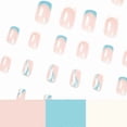 thumbnail image 4 of 24pcs Armor Premium French White and Blue Colorblock Line Wavy Nails Removable Nails, 4 of 5