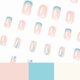 thumbnail image 4 of 24pcs Armor Premium French White and Blue Colorblock Line Wavy Nails Removable Nails, 4 of 5