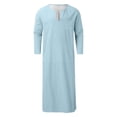 thumbnail image 4 of SIYUDAN Men Kaftan Thobe Casual Long Sleeve Mens Summer Robe Arabic Thobe with Pockets Muslim Thobes Light Blue Abaya, 4 of 4