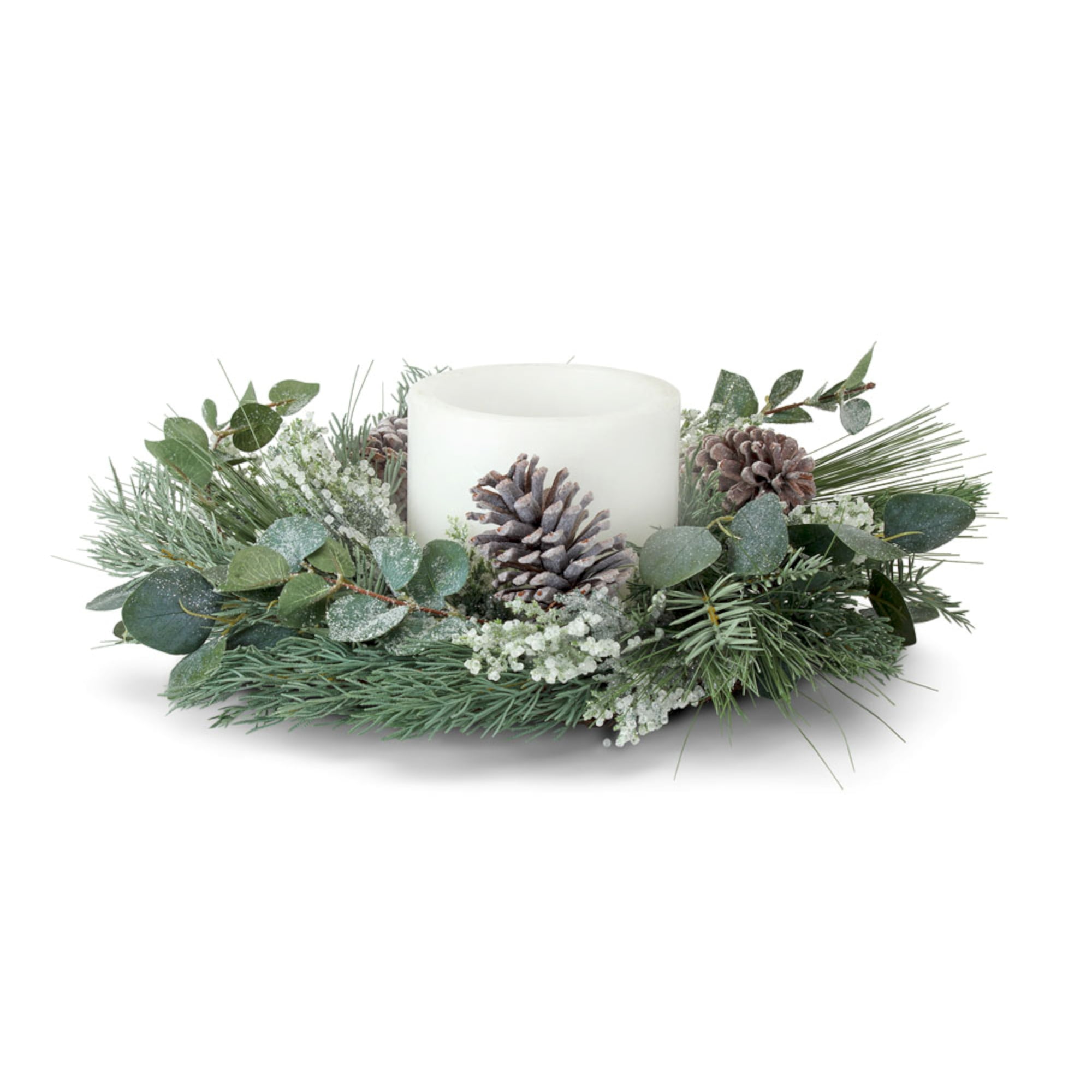 Pine and Eucalyptus Candle Ring 17"D (Set of 2) Plastic/Polyester (Fits a 4" Candle)