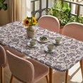 thumbnail image 3 of Purple Floral Table Cloths for 6 Foot Rectangle Tables, Spring Plants Flowers Vintage Rustic Patio Waterproof Elastic Fitted Tablecloths, Washable Rectangular Table Cover for Camping, 3 of 8