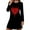 Black, variant on Valentine's Pajamas for Women Heart Printed Long Sleeve Round Neck Lover Home Short Sleep Skirt