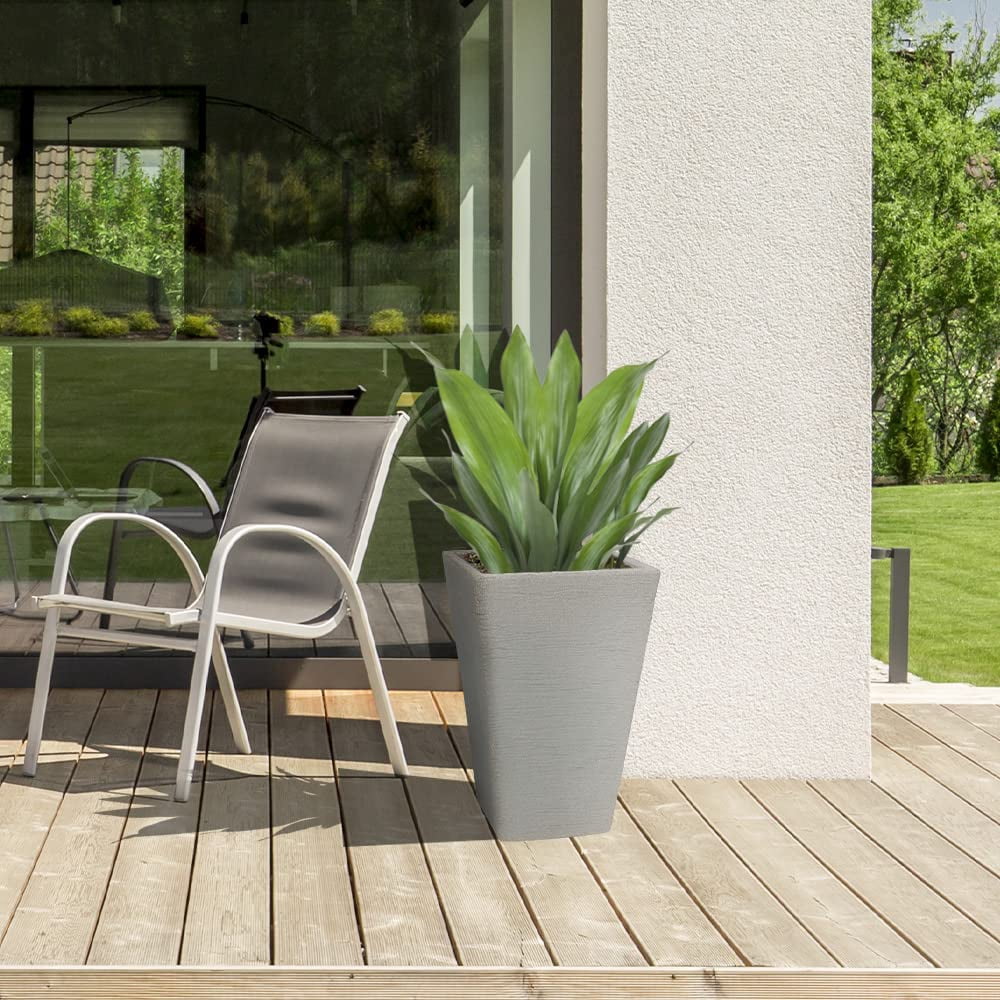 Ecobo 23.6 inches Eco-Friendly Rectangular Pot Planter, Elemento Indoor/Outdoor use, Durable, Versatile & Lightweight, Designed by Brazilian Artisans, Contemporary All-Weather Design – Gray