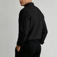 thumbnail image 5 of LEAVINGSUO Mens Dress Shirts Stand Collar Solid Color Casual Button Pocket Long Sleeve Shirt Black S, 5 of 6