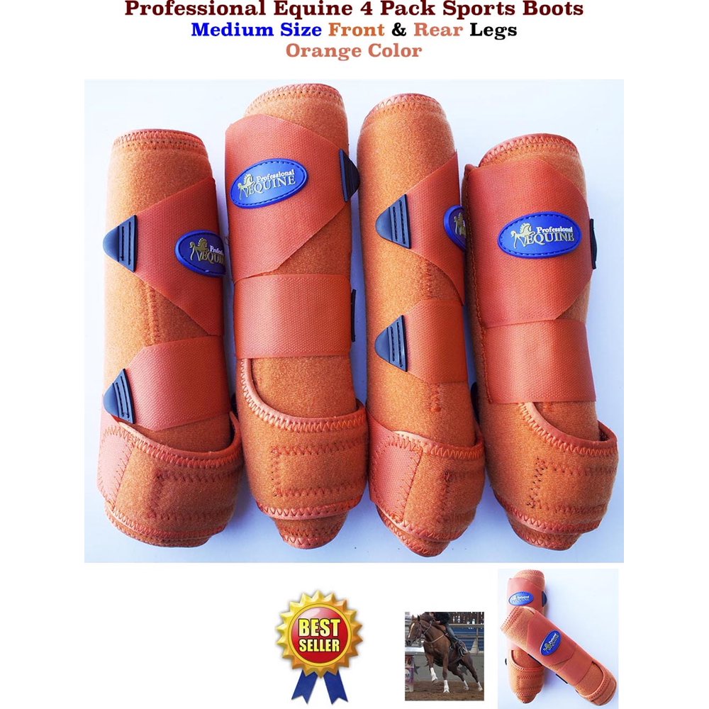 Horse Professional Equine Sports Medicine Splint Bell Boots Orange