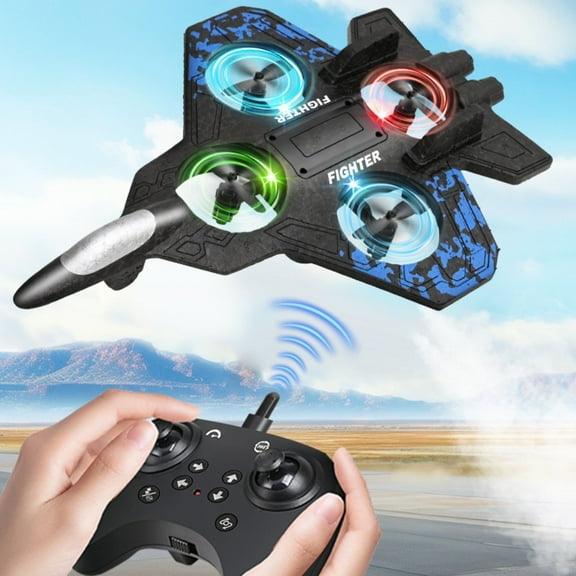 4DRC V32 RC Airplane (3 Batteries) - Foam Fighter Jet, LED Light, 360° Flip Stunt, for Teens (12-16) & Adults, Cool Toy Gift