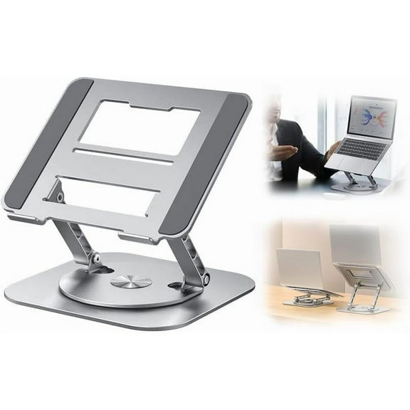 Adjustable Laptop Stand, 360° Riser, Anti-Slip Pads, Up to 17"
