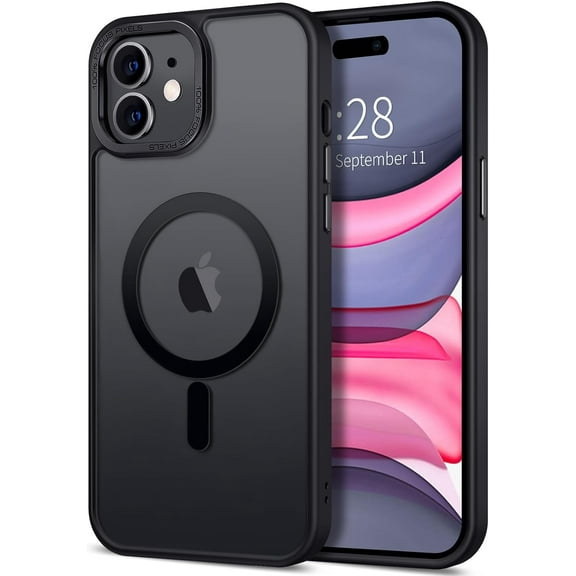 Case for iPhone 11 Case Magnetic Translucent Matte Phone Cases 6.1" [Compatible with MagSafe] Thin Slim Fit Shockproof Bumper Hard Protective Cover for Women Men Girls, Frosted Black