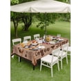 thumbnail image 3 of Outdoor Tablecloth with Umbrella Hole and Zipper, Farmhouse Coffee Time Rectangle Table Cloth 60x120 Inch Waterproof Tablecloth, Vintage Gnomes Desserts Brown Wood Picnic Table Cover for Patio, 3 of 7