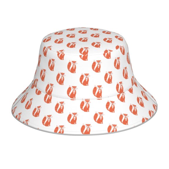 Salouo Orange Fox Print Unisex Bucket Hat, Outdoor Summer Beach Fishing Sun Hat Fun Outdoor Vacation Hat for Men Women Teens,Reversible Double-Side-Wear