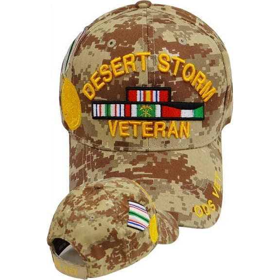 US Military Desert Storm Veteran Ribbon ODS Desert Camouflage Adjustable Baseball Hat Cap