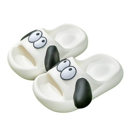

3-4 Years Kids Cloud Slides Toddler Boys Girls Cute Shower Slippers Shower Beach Sliders Toddler Slippers Baby Girls Cute Cartoon Dog EVA Soft Non-slip Thick Bottom Outdoor Slippers White