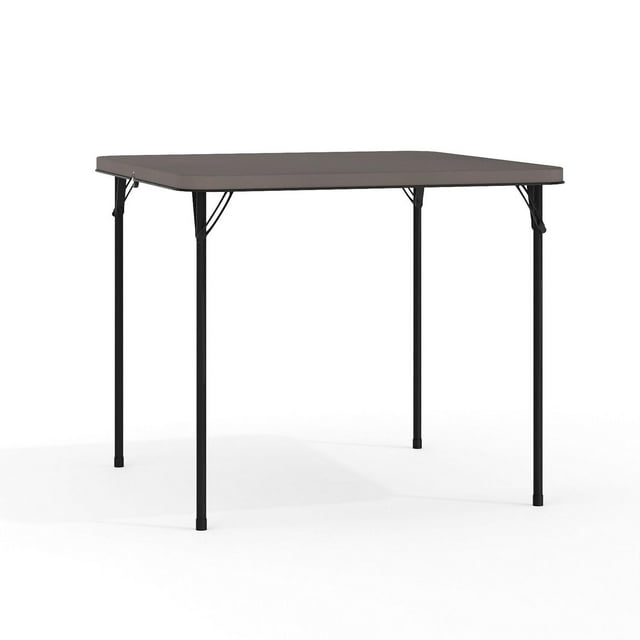 34'' Square Bi-Fold Dark Gray Plastic Folding Table with Carrying Handle