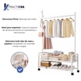 thumbnail image 4 of Rack Perchero Metalico Reforzado Movil Doble Estante Ropa Practiksa Color Blanco RZ30004, 4 of 8