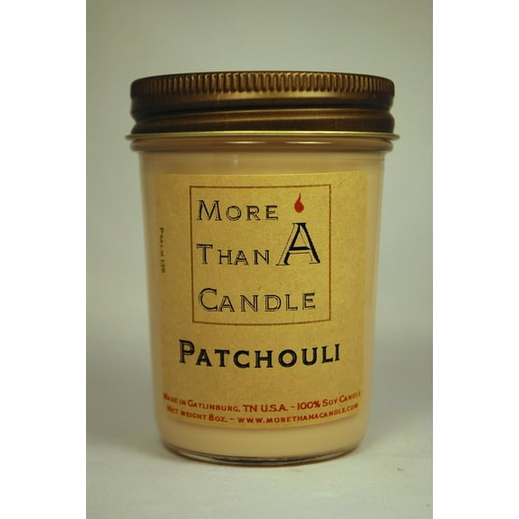 More Than A Candle PAT8J 8 oz Jelly Jar Soy Candle, Patchouli