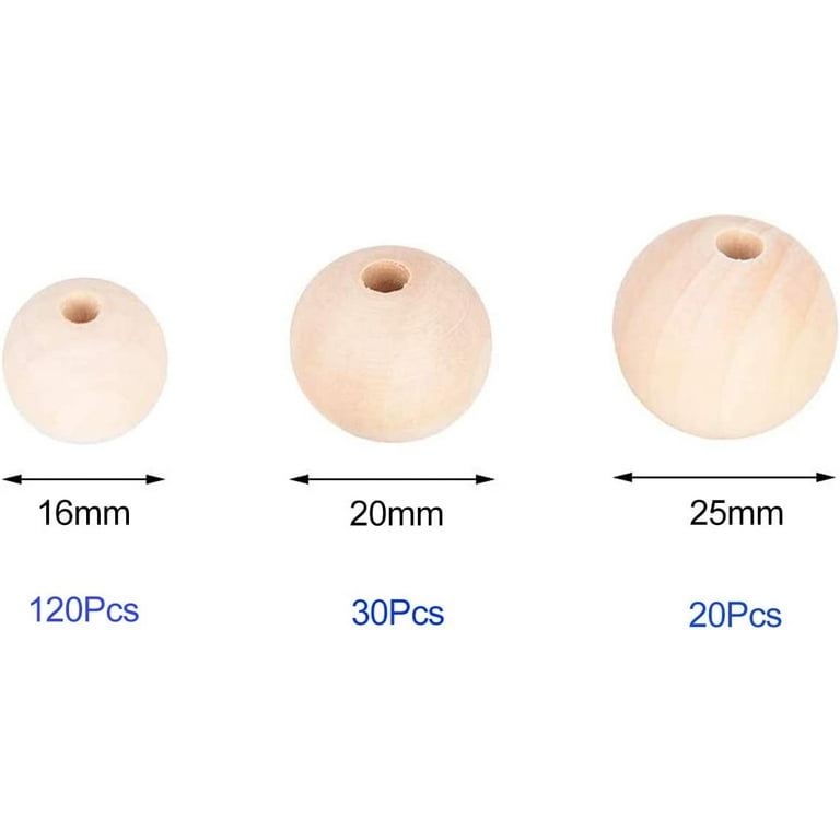 170pcs Natural Wooden Beads for Crafts Loose Solid Wooden Spacer