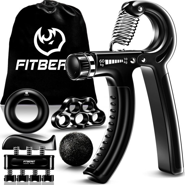 Fortalecedor de agarre para manos FitBeast, paquete de 5 unidades, resistencia ajustable
